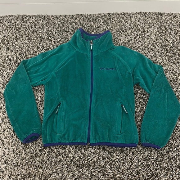 Columbia Girls Fleece Jacket Mint Green Size XS Full zip Zipped Pockets - Picture 1 of 4